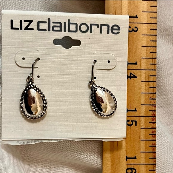 Liz Claiborne Silver Drop Earrings and Stretch Bracelet Bold Metal NWT Boho Chic - Picture 10 of 10